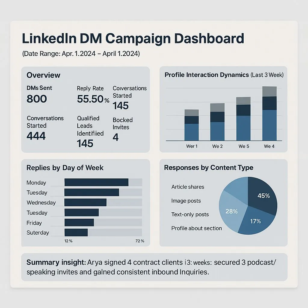 Ayra's LinkedIn DM Campaign Dashboard